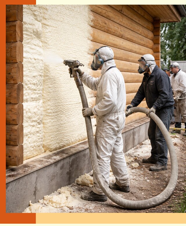Утепление дома из бруса пенополиуретаном в Шарыпово