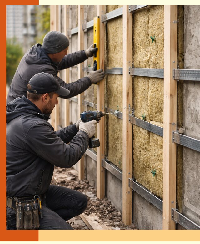 Монтаж обрешетки под утепление зданий и квартир в Шарыпово